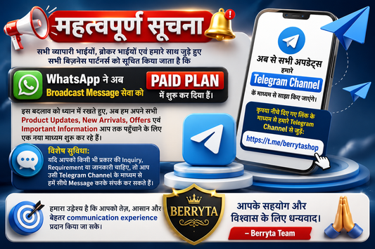Important Announcement: Berryta Shifts to Telegram for Business Communication Amid Changes in WhatsApp Broadcast Policy